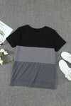 Color Block Side Slit Round Neck T-Shirt - Everydayswear