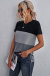 Color Block Side Slit Round Neck T-Shirt - Everydayswear