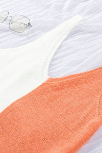 Color Block V-Neck Knitted Tank - Everydayswear