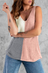 Color Block V-Neck Knitted Tank - Everydayswear