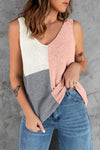 Color Block V-Neck Knitted Tank - Everydayswear