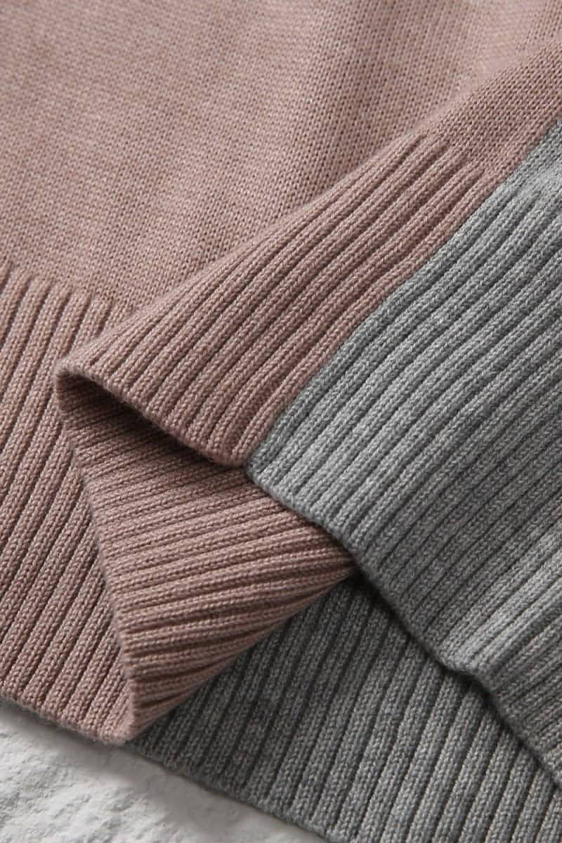 Color Block V-Neck Ribbed Trim Sweater - Everydayswear