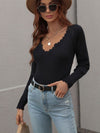 V-Neck Ribbed Knit Top