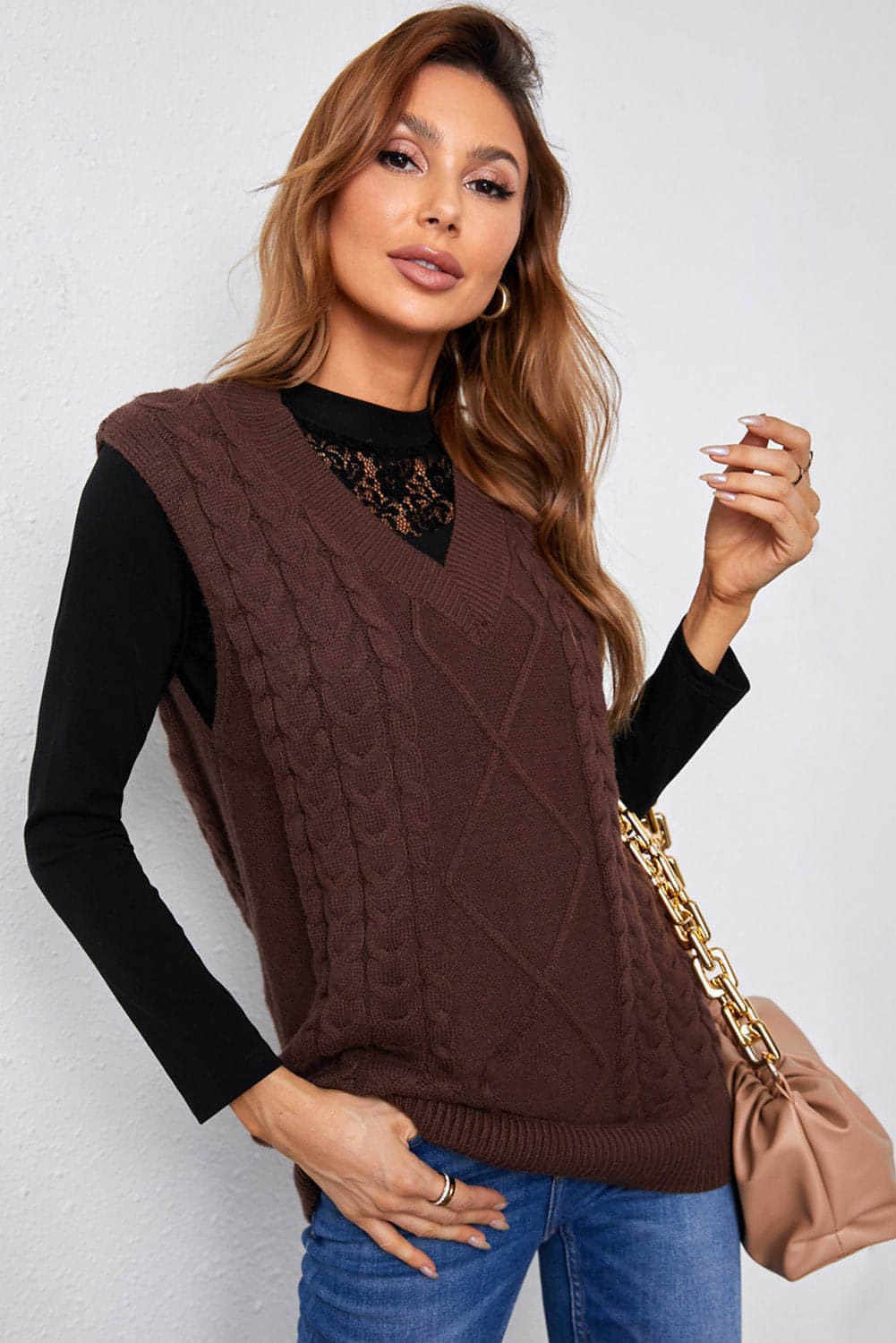 Mock Neck Lace Detail Long Sleeve Tee