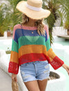 Color Block Openwork Boat Neck Cover Up