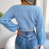 Tie-Front Rib-Knit Cropped Sweater