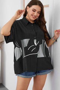 Plus Size Printed Flutter Sleeve Shirt
