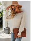 （No）Ribbed Round Neck Lantern Sleeve Sweater