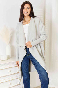 Double Take Open Front Duster Cardigan with Pockets