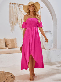 New casual holiday irregular hem solid color wrap dress