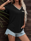 Glitter V-Neck Short Sleeve Tee Shirt