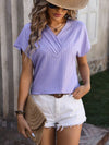 Textured Surplice Short Sleeve Blouse