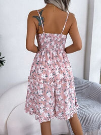 Printed Plunge Cap Sleeve Cami Dress