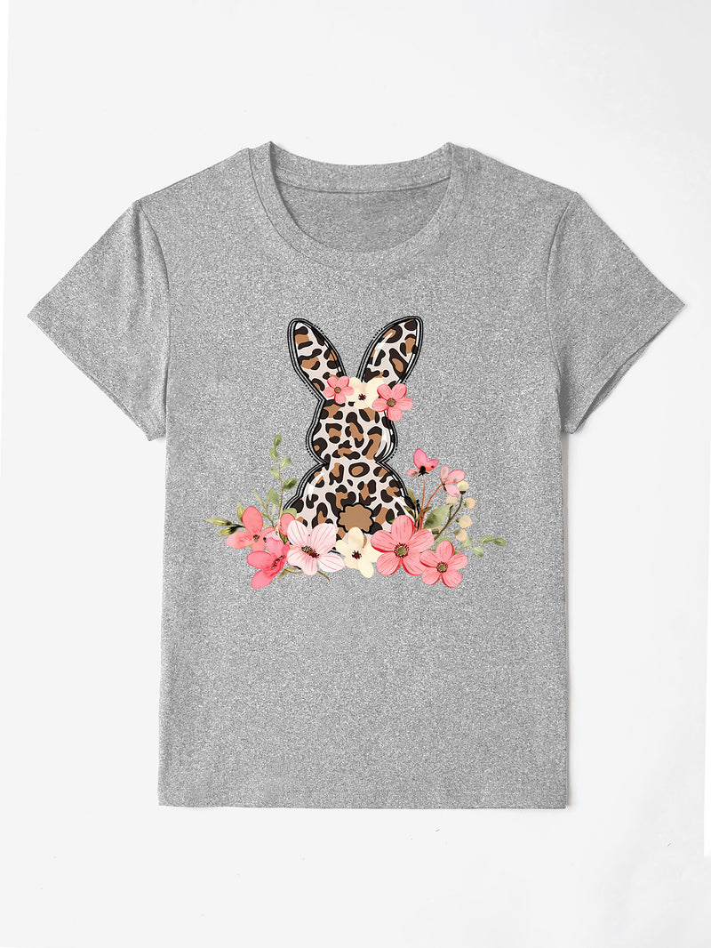 Rabbit Round Neck Short Sleeve T-Shirt