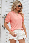 Notched Ruched Short Sleeve T-Shirt