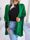 Horizontal Ribbing Open Front Slit Cardigan