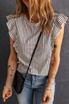 Striped Flutter Sleeve Tank