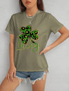 Lucky Clover Round Neck Short Sleeve T-Shirt