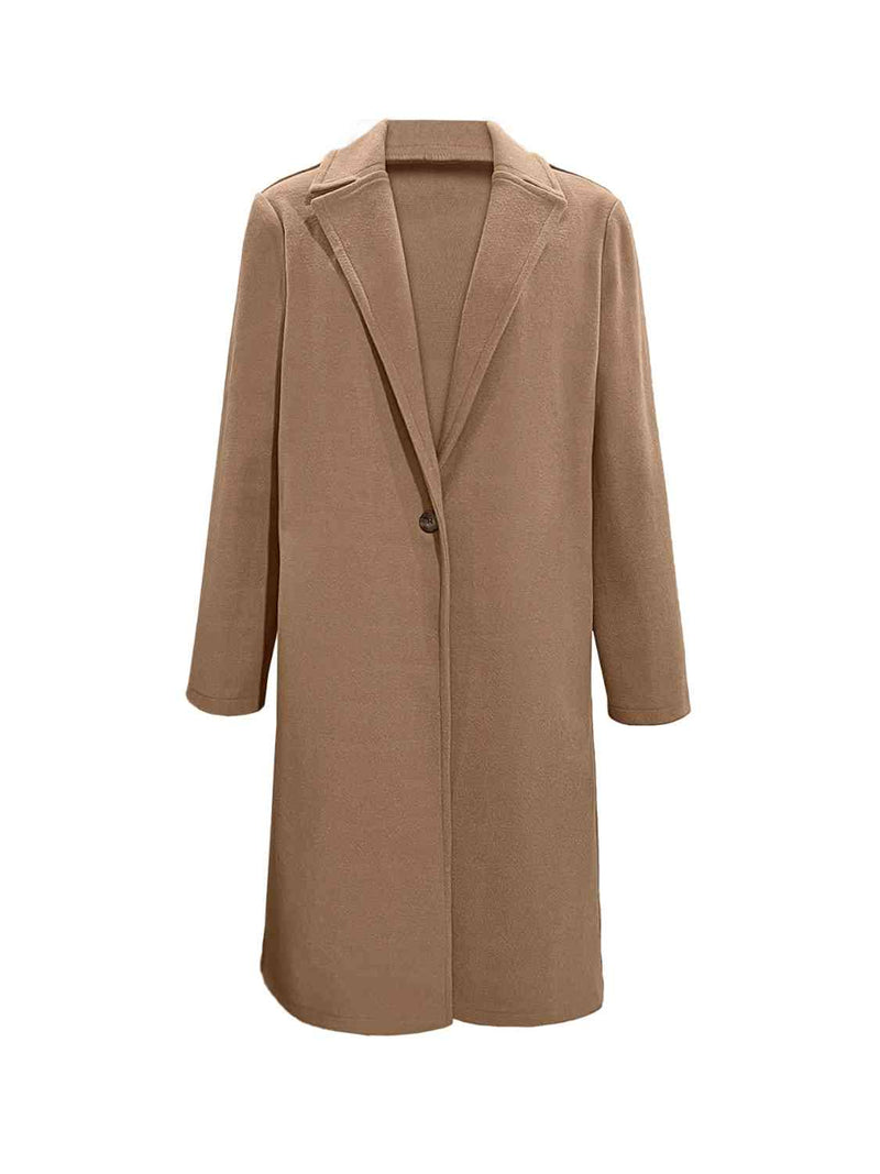 Collared Neck Button Up Long Sleeve Coat