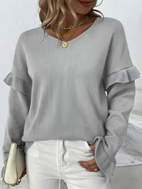 Layered Flounce Sleeve V-Neck Sweater (more color options)