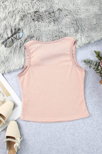 Waffle-Knit Scoop Neck Tank Top