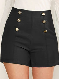 Decorative Button High Waist Shorts