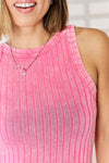 Zenana Ribbed Washed Round Neck Tank