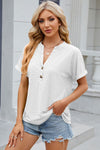 Eyelet Notched Short Sleeve T-Shirt