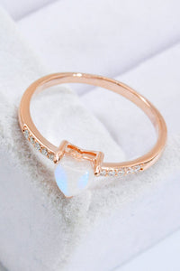 Natural Moonstone Heart 18K Rose Gold-Plated Ring