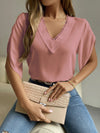 V-Neck Short Sleeve Blouse