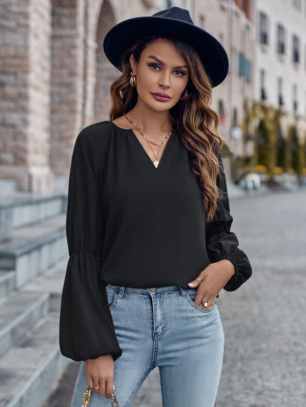 V-neck loose casual autumn and winter women's tops