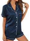 Women's Striped Cropped Shirt + Shorts Pajama Set