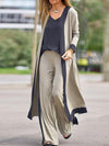 Women's Casual Contrasting Color Sleeveless Vest + Long Sleeve Cardigan Jacket + Trousers Three Sets