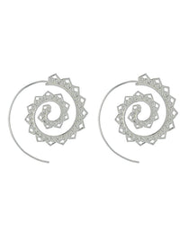 New Oval Spiral Earrings Exaggerated Swirl Gear Heart Shape Vintage Ear Jewelry