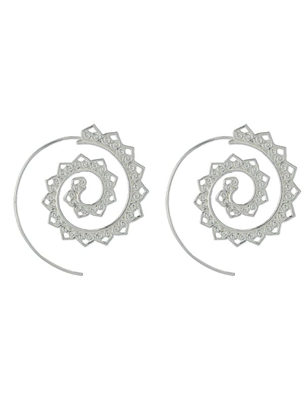 New Oval Spiral Earrings Exaggerated Swirl Gear Heart Shape Vintage Ear Jewelry