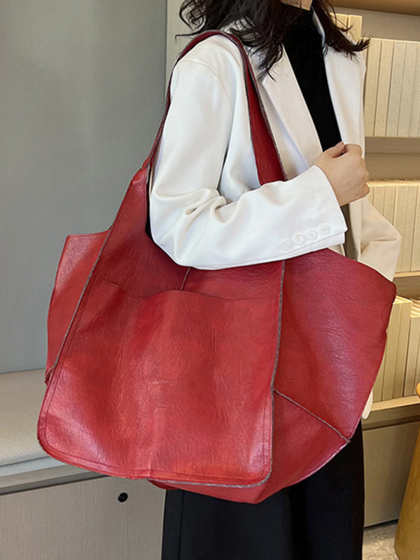 Simple Large Bag Soft Leather Large Capacity One Shoulder Portable Tote Bag