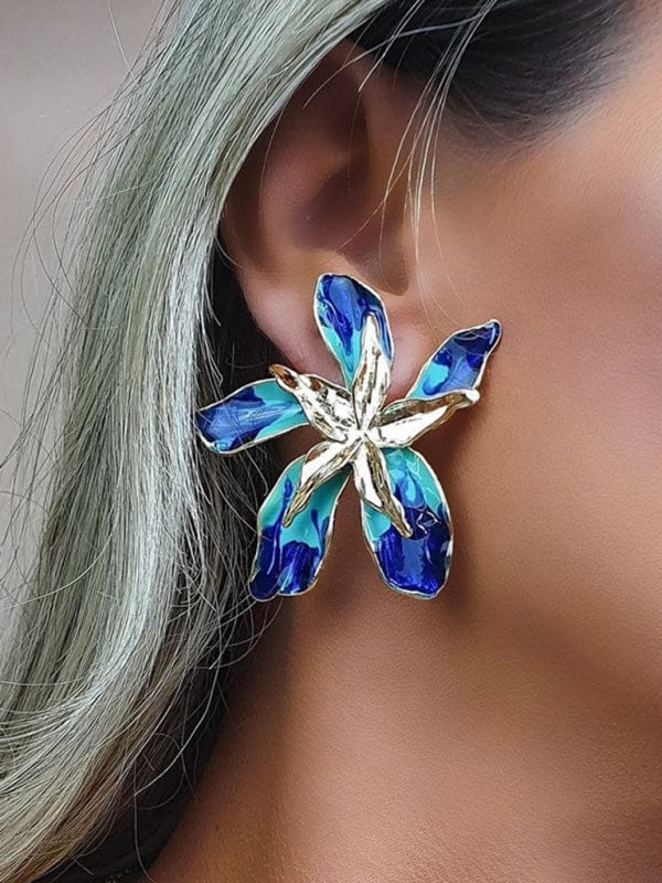 Multilayer Alloy Drip Oil Flower Floral Earrings Earrings