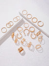 New niche design butterfly 8-character open ring set cross love pearl 23-piece ring