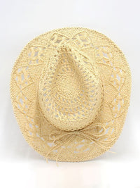 New hollow cowboy hat, hand-knitted straw hat, jazz hat with raised brim