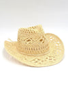 New hollow cowboy hat, hand-knitted straw hat, jazz hat with raised brim