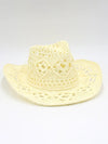 New hollow cowboy hat, hand-knitted straw hat, jazz hat with raised brim