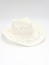 New hollow cowboy hat, hand-knitted straw hat, jazz hat with raised brim