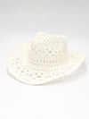 New hollow cowboy hat, hand-knitted straw hat, jazz hat with raised brim