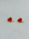 Sweet red peach heart simple earrings