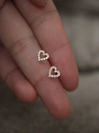 New full diamond princess style hollow love heart cute daily mini earrings