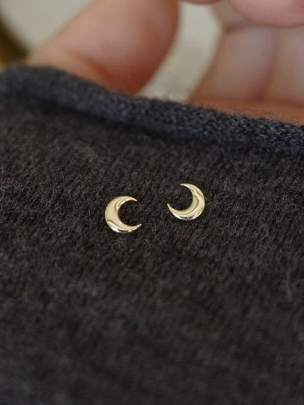 New glossy simple small crescent moon earrings