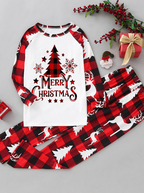 Christmas parent-child printed home pajamas two-piece set