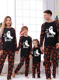 Halloween parent-child printed home pajamas two-piece set