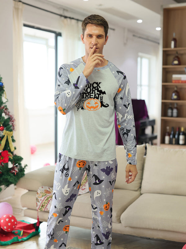 Halloween parent-child printed home pajamas two-piece set