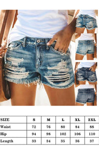 Women's High-Waisted, Fringed, Cut-Out Denim Shorts